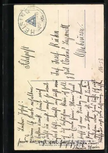 AK Junge Dame denkt an ihren Liebsten im Sturm