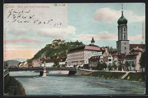 AK Graz, Mur mit dem Schlossberg