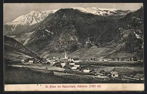 AK Rennweg am Katschberg, St. Peter im Katschtal, Ortsansicht vor Bergpanorama