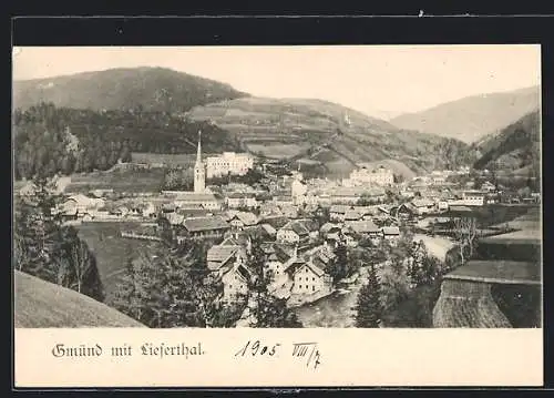 AK Gmünd /Liesertal, Totale mit Kirche aus der Vogelschau gesehen