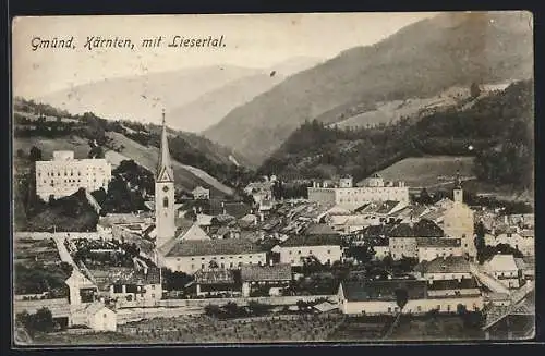 AK Gmünd /Kärnten, Ortsansicht mit Liesertal