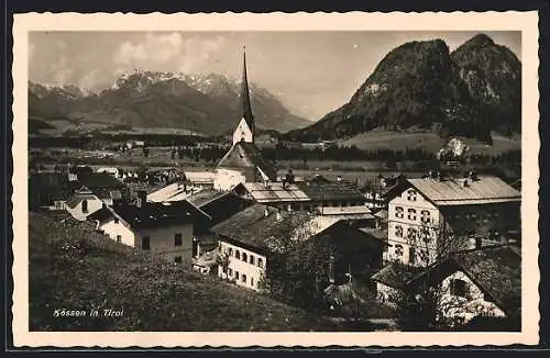 AK Kössen in Tirol, Ortsansicht mit Bergpanorama