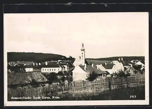 AK Geras /N. Oe., Teilansicht mit Kirchturm