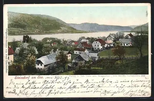 AK Steindorf am See, Ortsansicht mit Blick auf den See