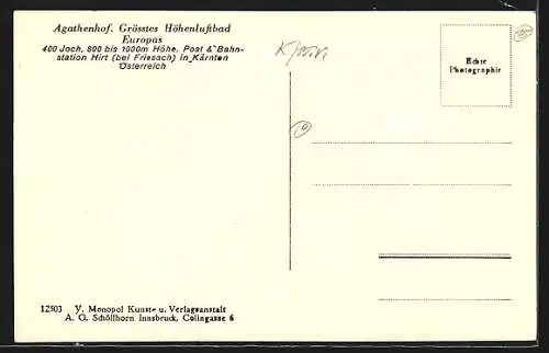 AK Micheldorf /Kärnten, Höhenluftbad Agathenhof in Hirt aus der Vogelschau