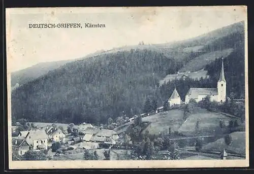 AK Deutsch-Griffen /Kärnten, Ortsansicht mit Kirche aus der Vogelschau