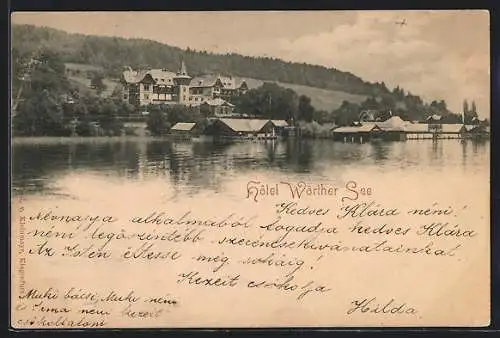 AK Klagenfurt, Hotel Wörther See vom Wasser aus