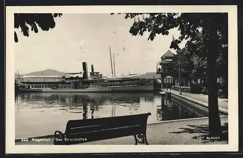 AK Klagenfurt, See Strandcafe mit Dampfer