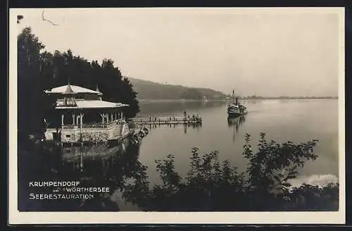 AK Krumpendorf am Wörthersee, Gaststätte Seerestauration mit Seeblick