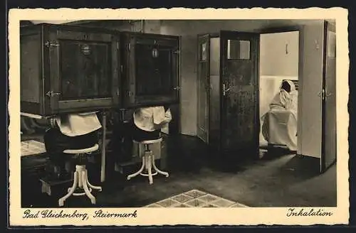 AK Bad Gleichenberg, Innenansicht der Heilstätte, Inhalierende Patienten