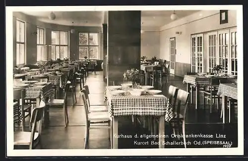 AK Bad Schallerbach, Speisesaal im Kurhaus der allgemeinen Ortskrankenkasse Linz