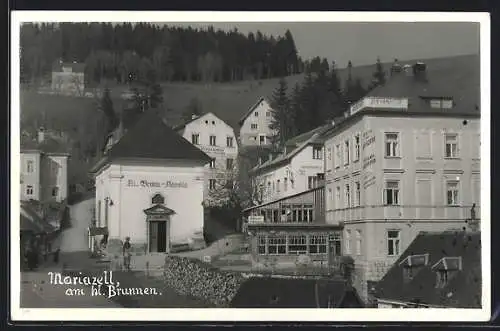 AK Mariazell, Ortspartie am hl. Brunnen