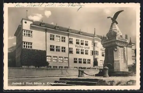 AK Jenbach i. Tirol, Schule und Kriegerdenkmal