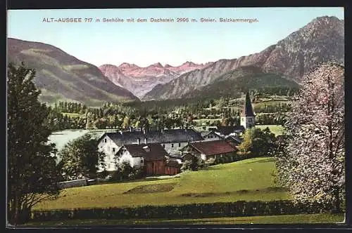 AK Alt-Aussee, Steier. Salzkammergut, Ortspartie mit Kirche und dem Dachstein