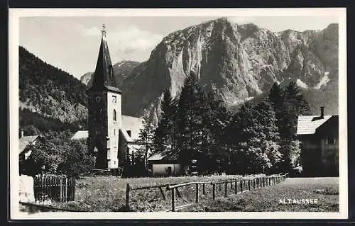 AK Alt-Aussee, Ortspartie mit Kirche