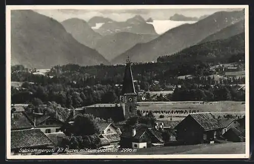 AK Alt-Aussee, Salzkammergut, Kirche mit dem Dachstein