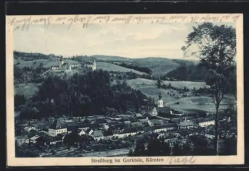 AK Strassburg im Gurktale, Ortsansicht aus der Vogelschau