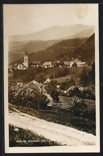 AK Metnitz /Kärnten, Ortsansicht von einem Feldweg aus