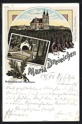 Lithographie Maria Dreieichen, Drei Eichen, Bründl
