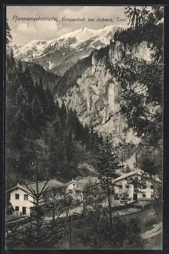 AK Vomp bei Schwaz, Vomperloch, Gasthof Pfannenschmiede im Bergidyll