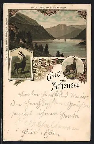 Lithographie Achenkirch, Gasthaus Scholastika am Achensee