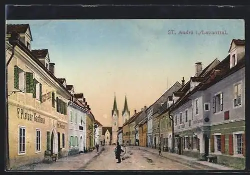 AK St. Andrä im Lavanttal, Strassenpartie mit Gasthaus F. Platzer