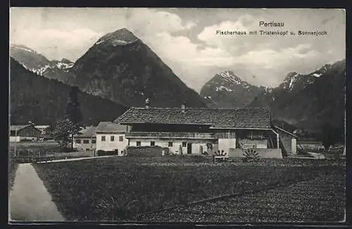 AK Pertisau, Fischerhaus mit Tristenkopf und Sonnenjoch