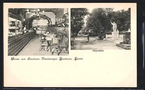 AK Berlin-Tiergarten, Gasthaus Siechens Nürnberger Bierhaus, Siegesallee