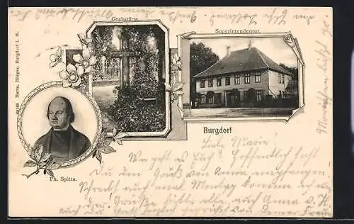 AK Burgdorf / Hannover, Superintendentur, Ph. Spitta und Grabstätte