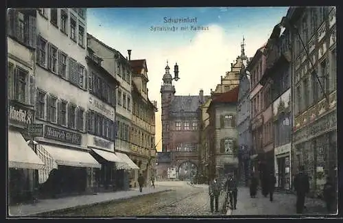 AK Schweinfurt, Spitalstrasse mit Rathaus