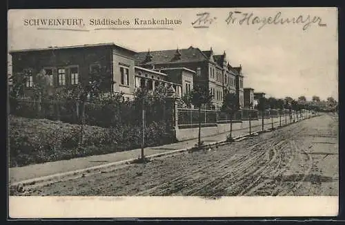 AK Schweinfurt, Strasse am Städtischen Krankenhaus