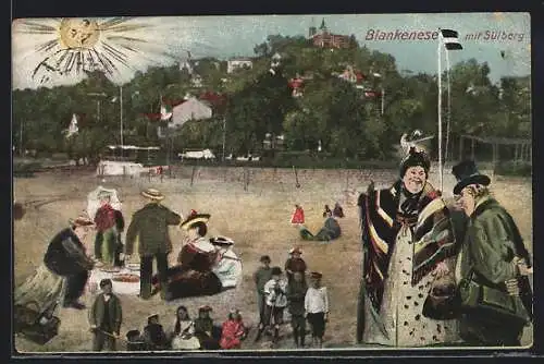 AK Hamburg-Blankenese, Picknick mit Blick zum Süllberg