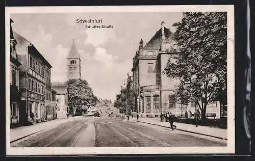 AK Schweinfurt, Schultes-Strasse mit Turm