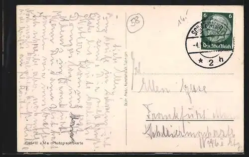 AK Schweinfurt, Am Steinweg, Strassenpartie mit Turm