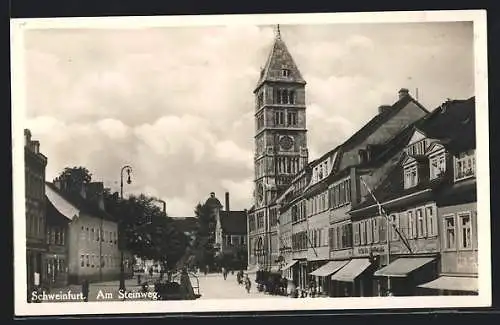 AK Schweinfurt, Partie an der Strasse Am Steinweg
