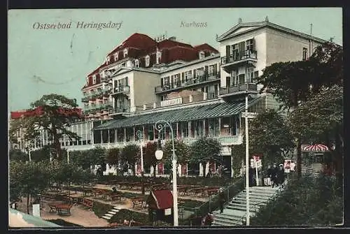 AK Heringsdorf / Ostseebad, Kurhaus mit Terrasse