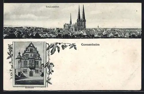 AK Gonsenheim, Totalansicht mit der Kirche, vor dem Rathaus