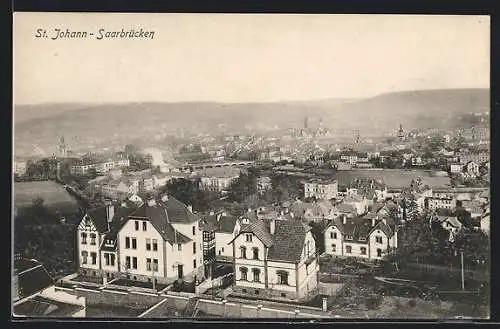 AK St. Johann-Saarbrücken, Ortsansicht aus der Vogelschau