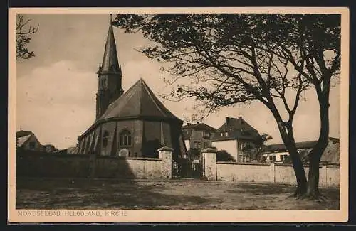 AK Helgoland, Teilansicht mit Kirche