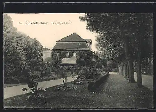 AK Berlin-Charlottenburg, Schlosssgärtnerei mit Allee