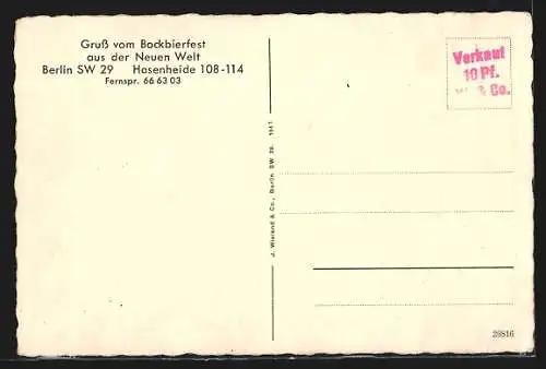 AK Berlin, Gasthaus Neue Welt an der Hasenheide, Bockbierfest, Innenansicht