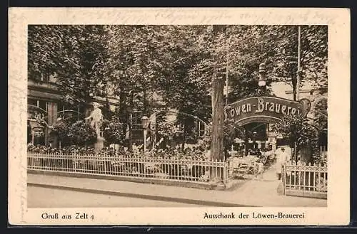 AK Berlin-Tiergarten, Zelt 4, Ausschank der Löwen-Brauerei