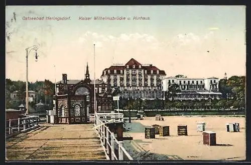 AK Heringsdorf / Seebad, Kaiser Wilhelmsbrücke und Kurhaus