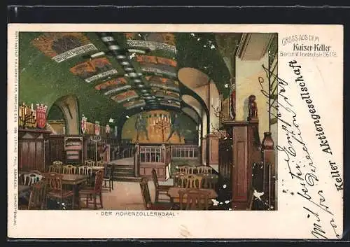 Lithographie Berlin, Gasthaus Kaiser-Keller, Friedrichstrasse 176-178, Hohenzollernsaal