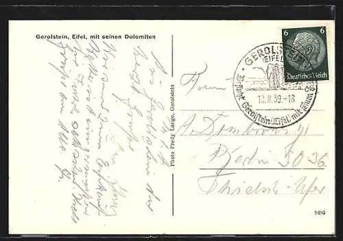 AK Gerolstein, Ortsansicht mit den Gerolsteiner Dolomiten