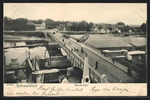 AK Schweinfurt, Blick über die Mainbrücke