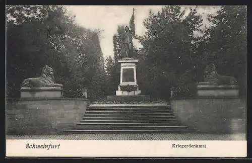 AK Schweinfurt, Partie am Kriegerdenkmal