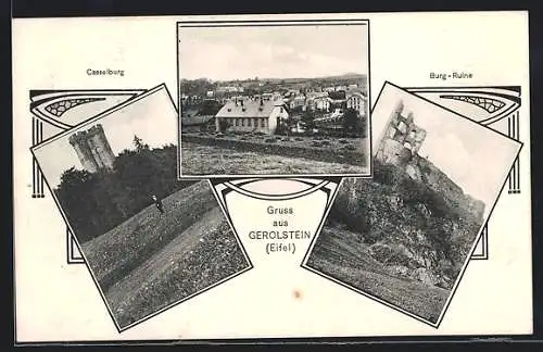 AK Gerolstein /Eifel, Casselburg, Burgruine, Ortsansicht