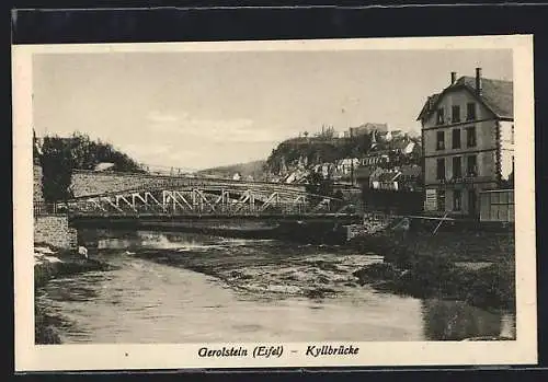 AK Gerolstein /Eifel, Flusspartie an der Kyllbrücke
