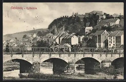 AK Gerolstein, Pferdewagen auf der Kyllbrücke